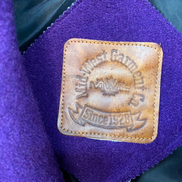 Mid-West Garment CO M/L Purple Wool Coat Vintage Cropped Stamped Buttons - Picture 2 of 7
